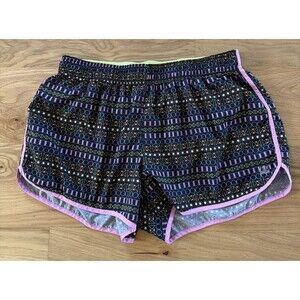 Victoria’s Secret Sport The Player Black Geometric Lines Running Shorts L Gym